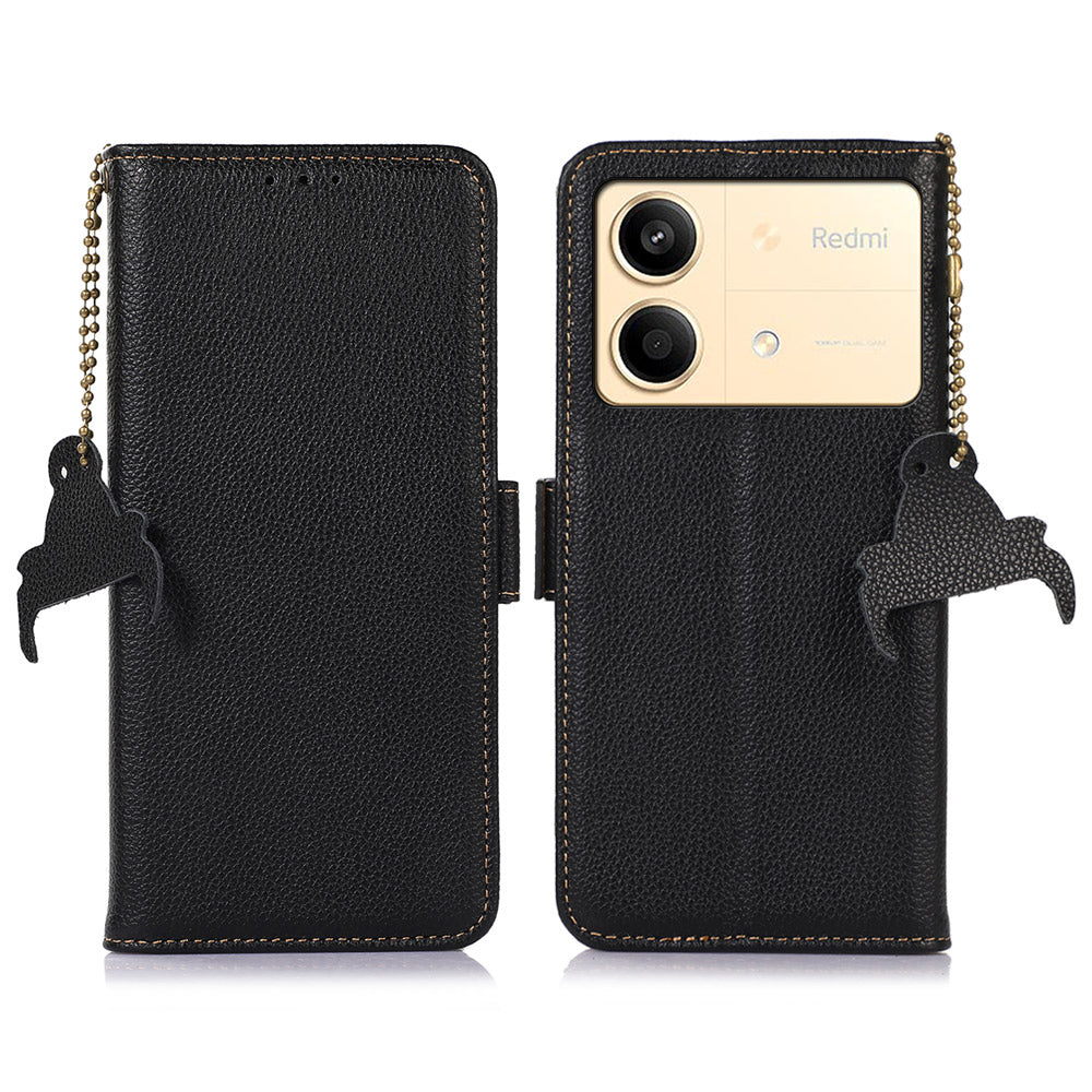 For Xiaomi Redmi Note 13R Pro 5G Wallet Case Genuine Cow Leather Phone Cover - Blue For Xiaomi Redmi Note 13R Pro 5G Wallet Case Genuine Cow Leather Phone Cover - Blue
